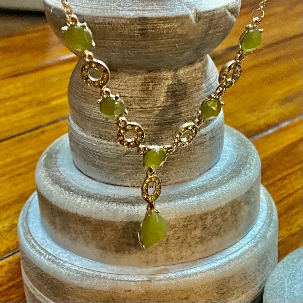Vintage Yellow Crystal Drop Necklace